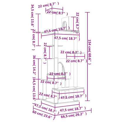 Vidaxl Rascador Para Gatos Con Postes De Sisal Gris Oscuro 154 Cm_2