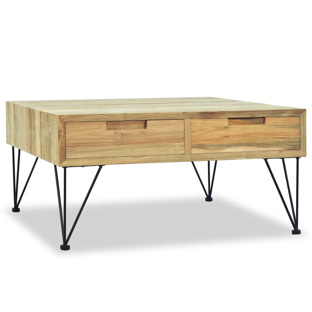 Mesa De Centro De Teca Maciza 80x80x40 Cm_3