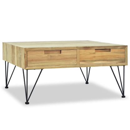 Mesa De Centro De Teca Maciza 80x80x40 Cm_3