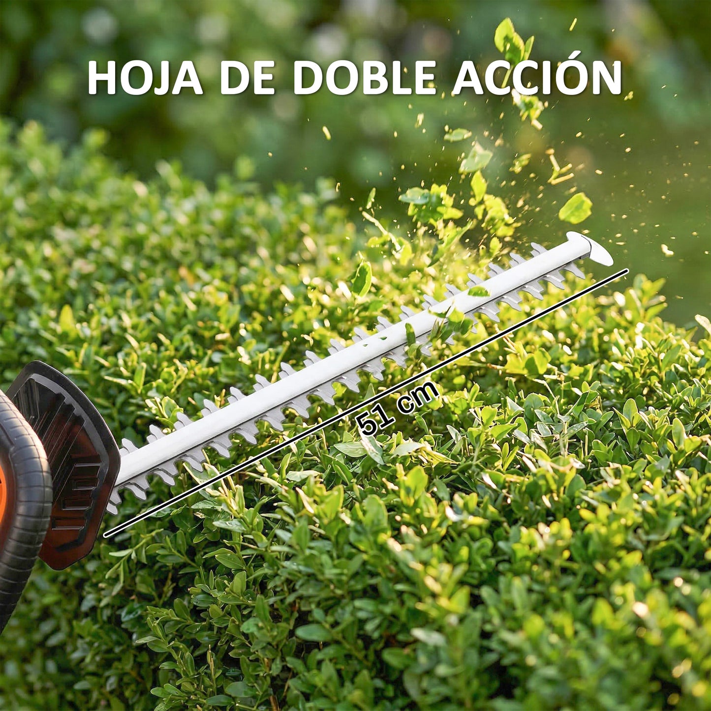 Outsunny Cortasetos Eléctrico Con Batería De 2000mah Y Cuchilla De 51 Cm Naranja_5