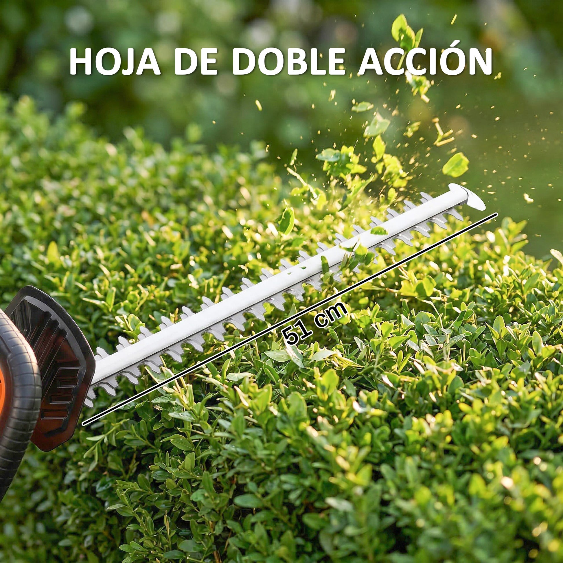 Outsunny Cortasetos Eléctrico Con Batería De 2000mah Y Cuchilla De 51 Cm Naranja_5