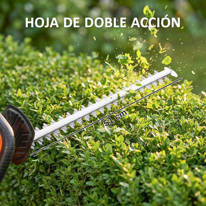 Outsunny Cortasetos Eléctrico Con Batería De 2000mah Y Cuchilla De 51 Cm Naranja_5
