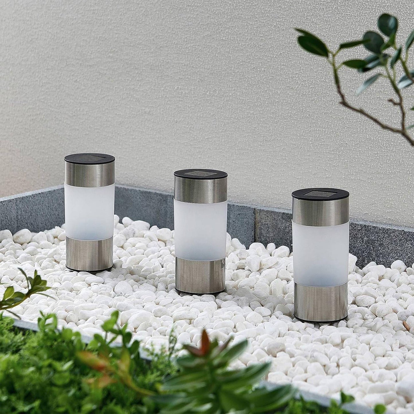 Well Home Lámpara Solar Cilindro De Acero Inoxidable Para Exterior Ø6x24cm_3
