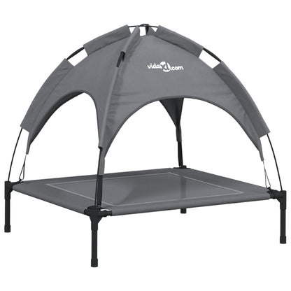 Cama Para Perros Con Dosel Antracita Tela Oxford Y Acero / Vetonek_4