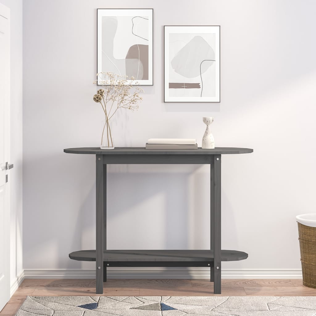 Mesa Consola De Madera Maciza De Pino Gris 110x40x80 Cm_1