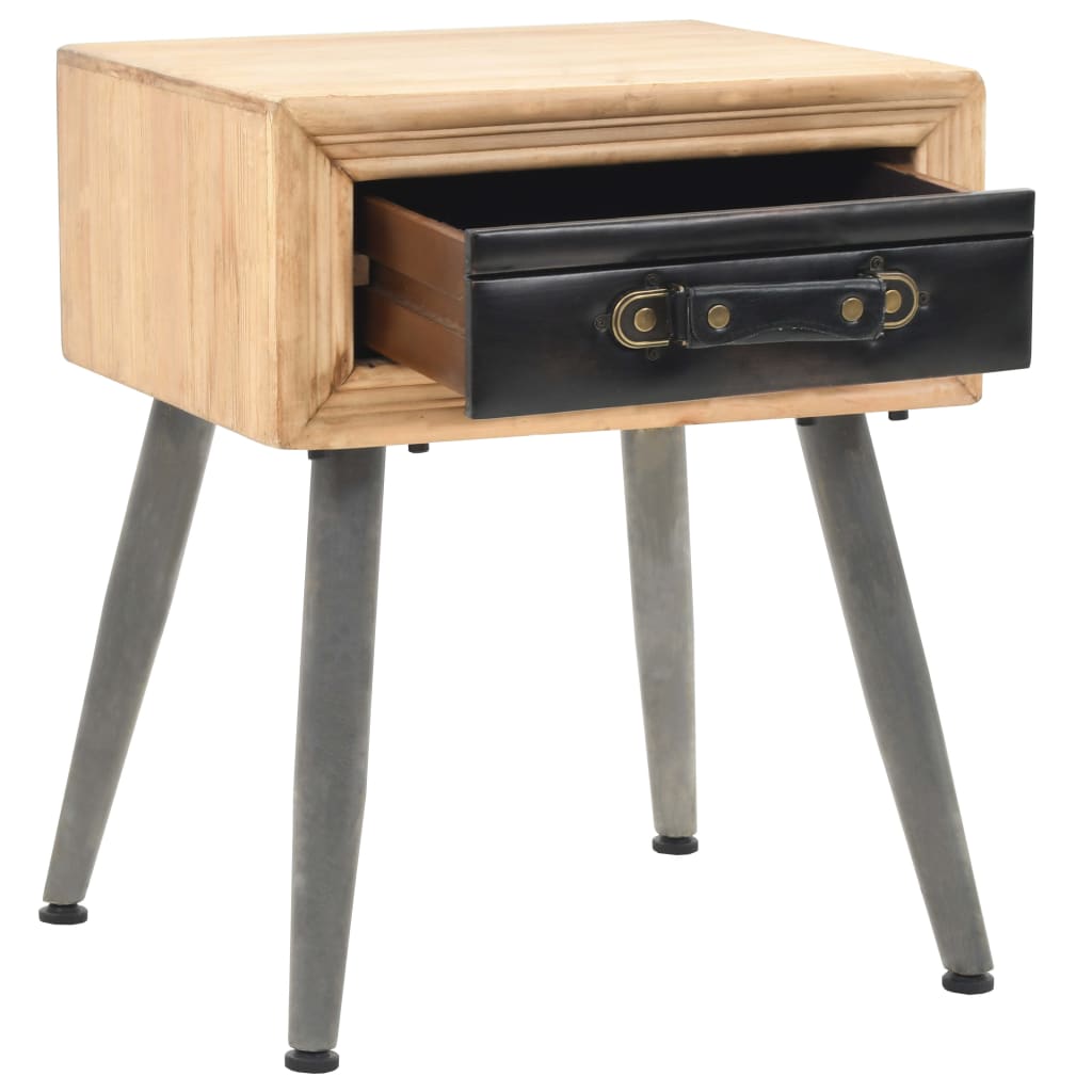 Mesita De Noche De Madera Maciza De Abeto 43x38x50 Cm_3
