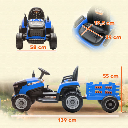 Aiyaplay Tractor Eléctrico Para Niños Con Remolque Desmontable Azul_2