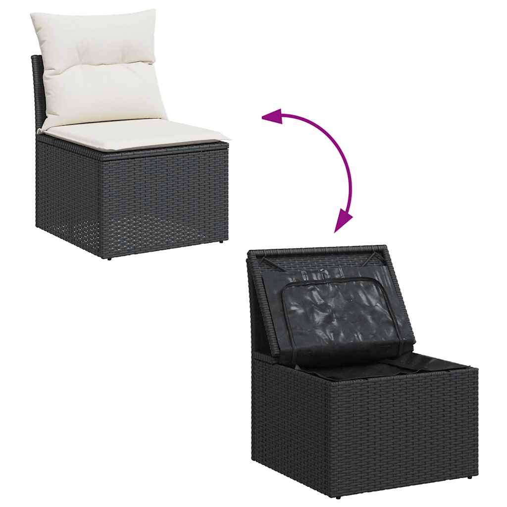 Set De Sofás De Jardín 7 Pzas Con Cojines Ratán Sintético Negro / Vetonek_0