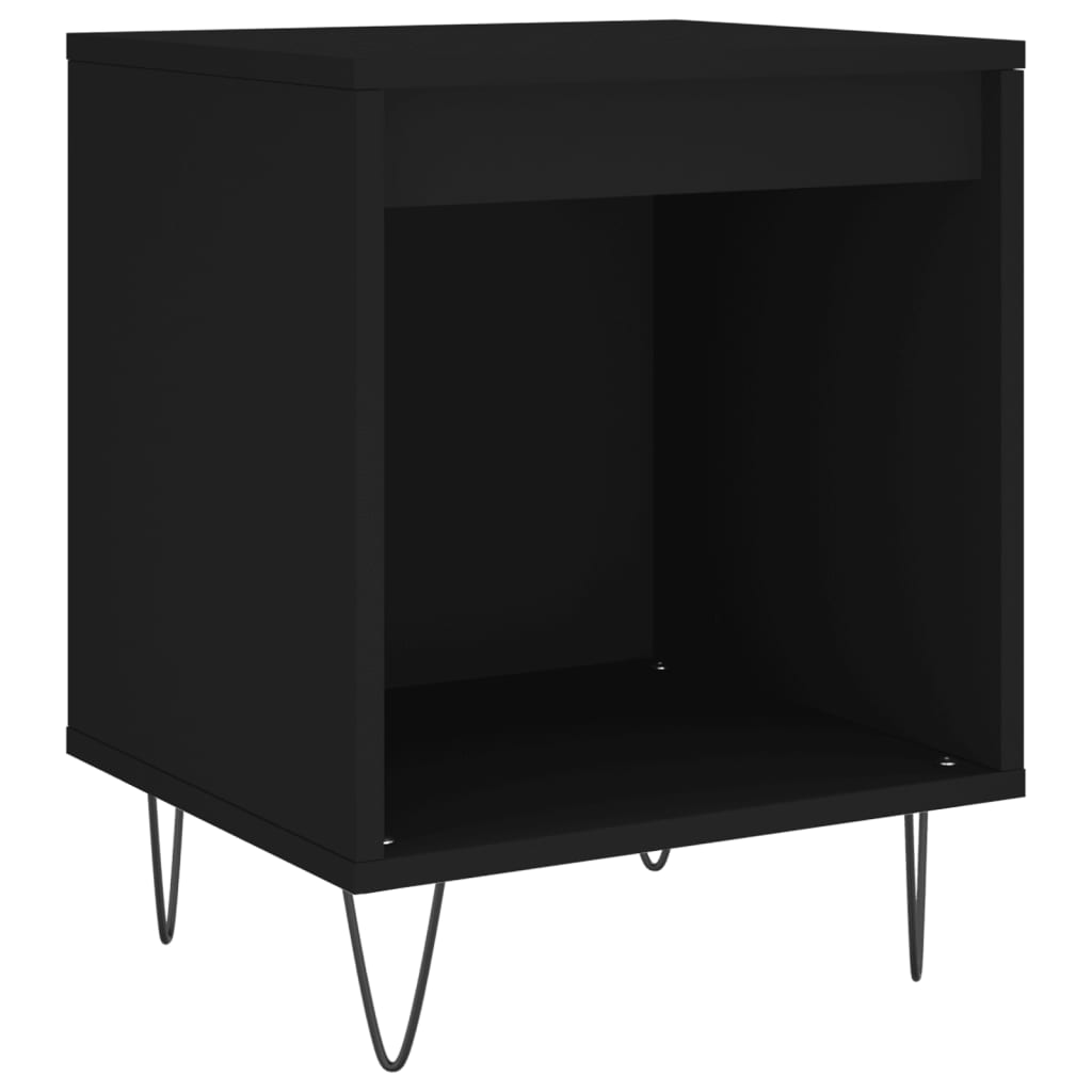 Mesita De Noche Madera De Ingeniería Negro 40x35x50 Cm_0