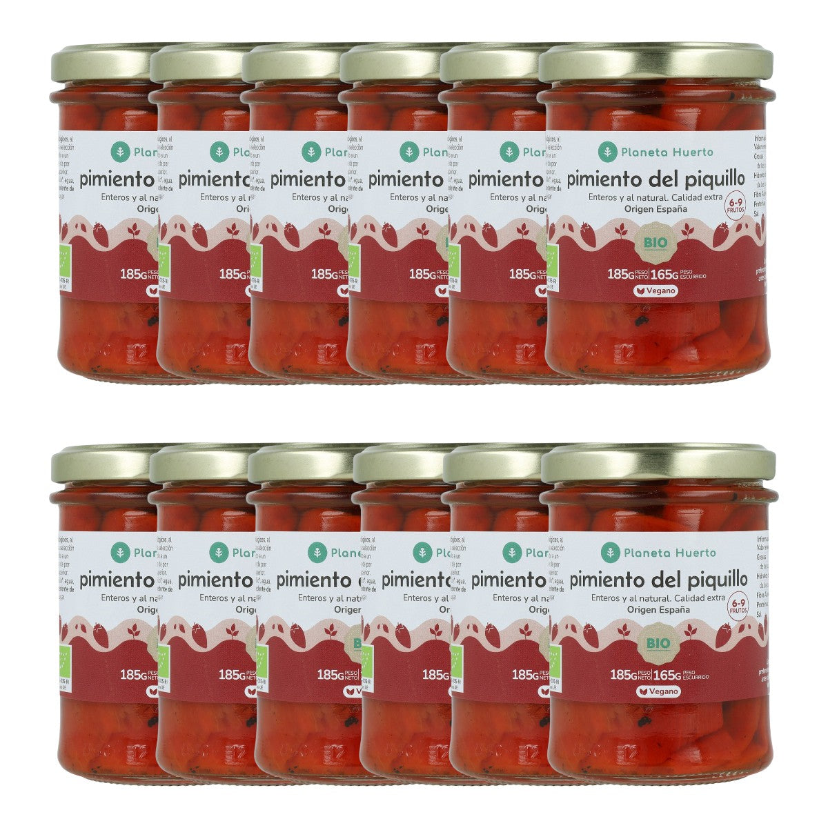 Pack 12x Pimiento piquillo entero ECO Planeta Huerto 185g