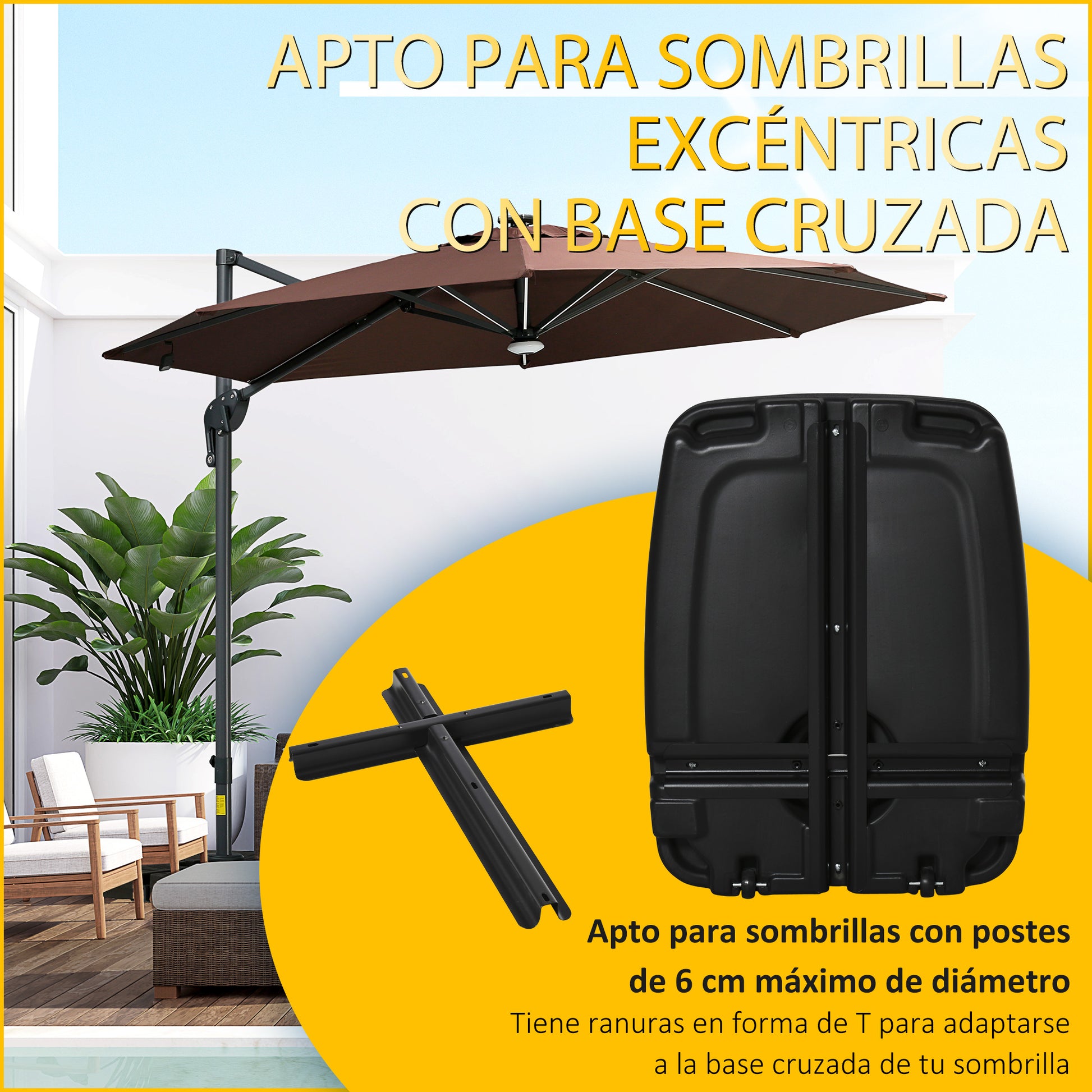 Outsunny Base Sombrilla Con 2 Ruedas Rellenable Agua 60kg Arena 68kg Mixto 75kg_3