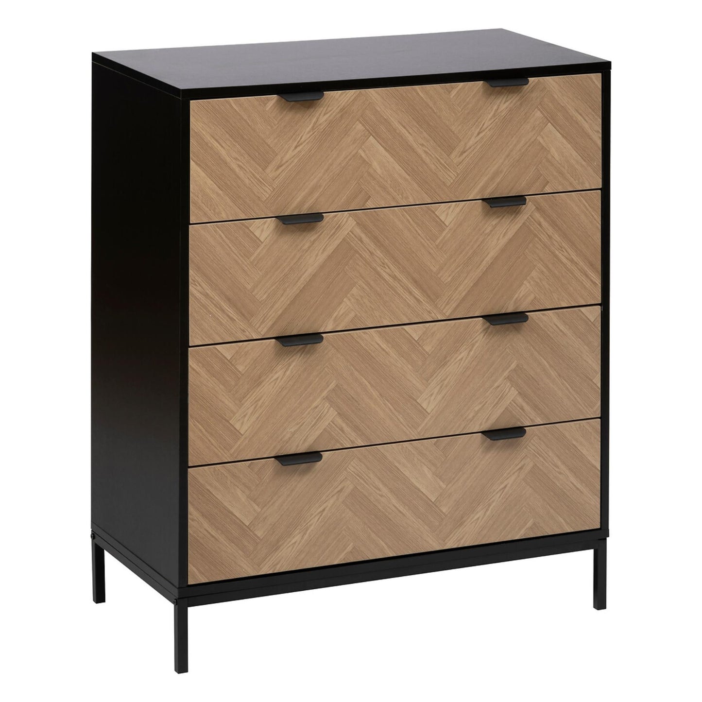 Cómoda Chevrons 4 Cajones en PART BDE1 Color Negro (80 x 40 x 95 cm)_0