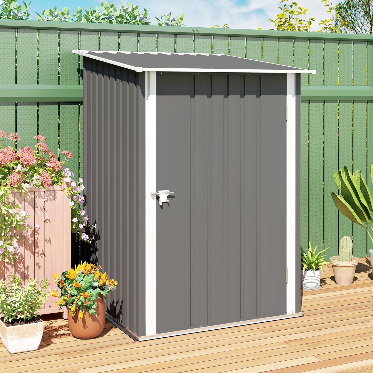 Outsunny Cobertizo De Jardín De Exterior 0,92 M² 100x103x160 Cm Gris_4