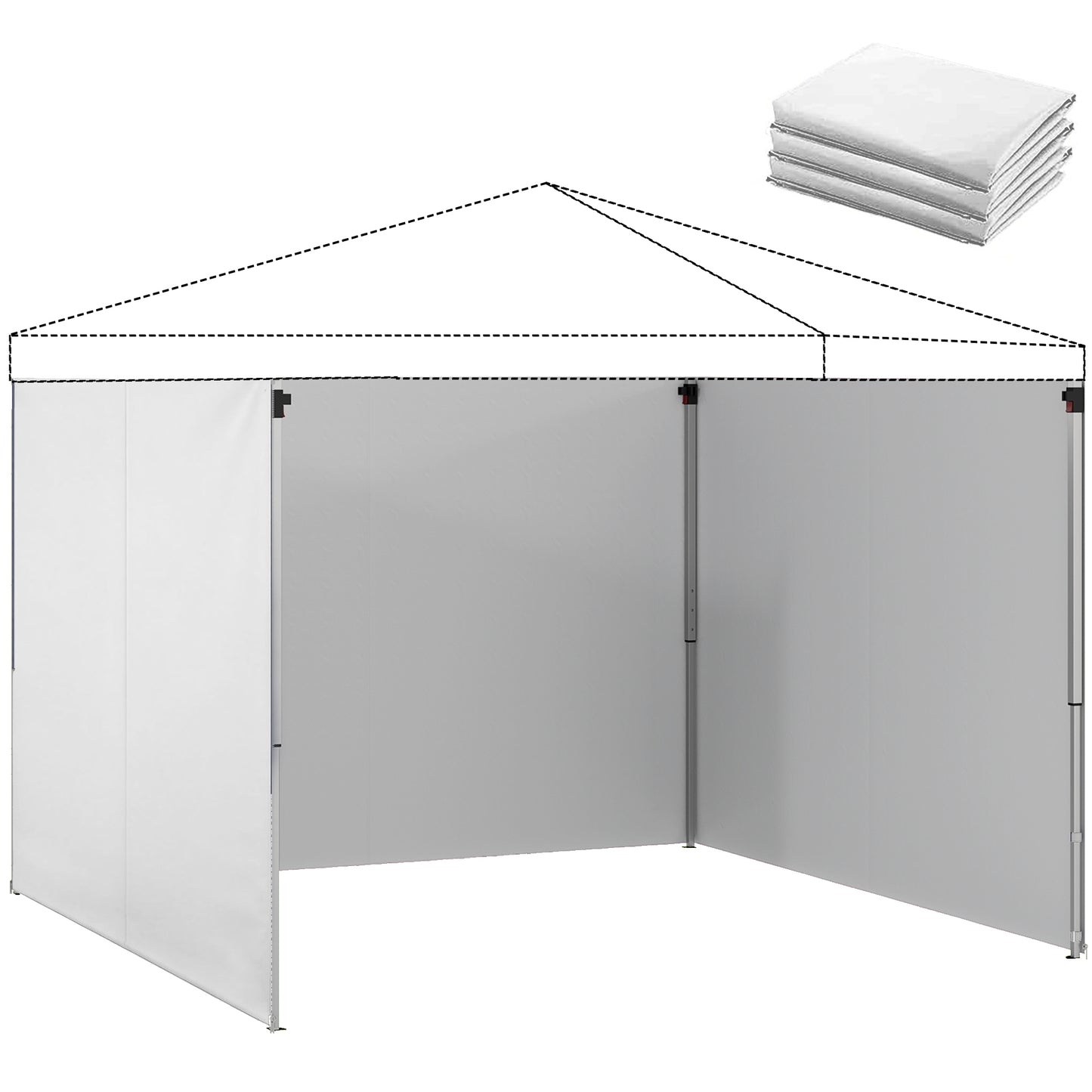 Outsunny 3 Paredes Laterales Para Carpas De 3x3 M Con Cremallera 300x200 Cm_0