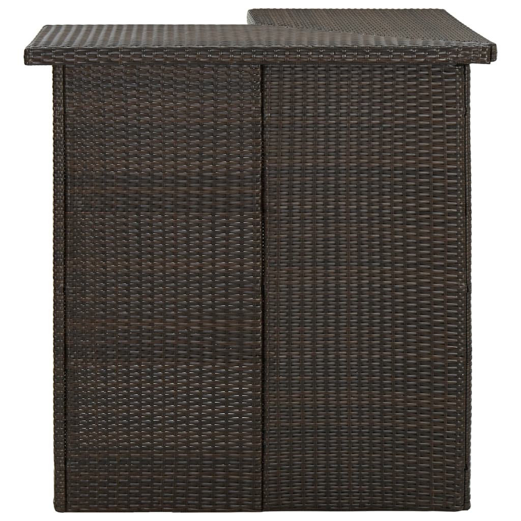 Mesa De Bar De Esquina Marrón Ratán Sintético 100x50x105 Cm_0