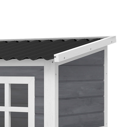 Galinheiro Pawhut Madeira De Abeto, Pvc Cinzento-claro 100x86x100 Cm_4