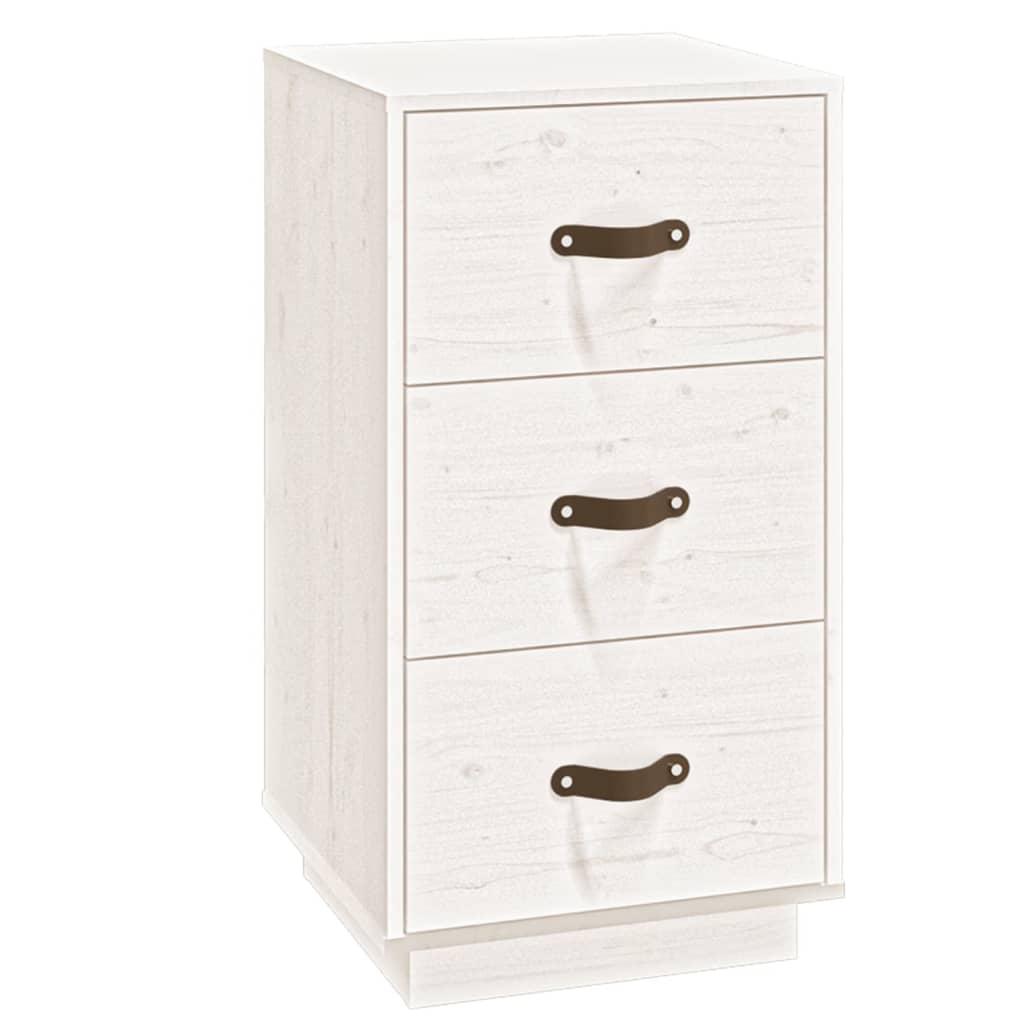 Mesita De Noche Madera Maciza De Pino Blanco 40x40x75 Cm_0