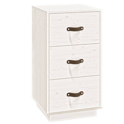 Mesita De Noche Madera Maciza De Pino Blanco 40x40x75 Cm_0