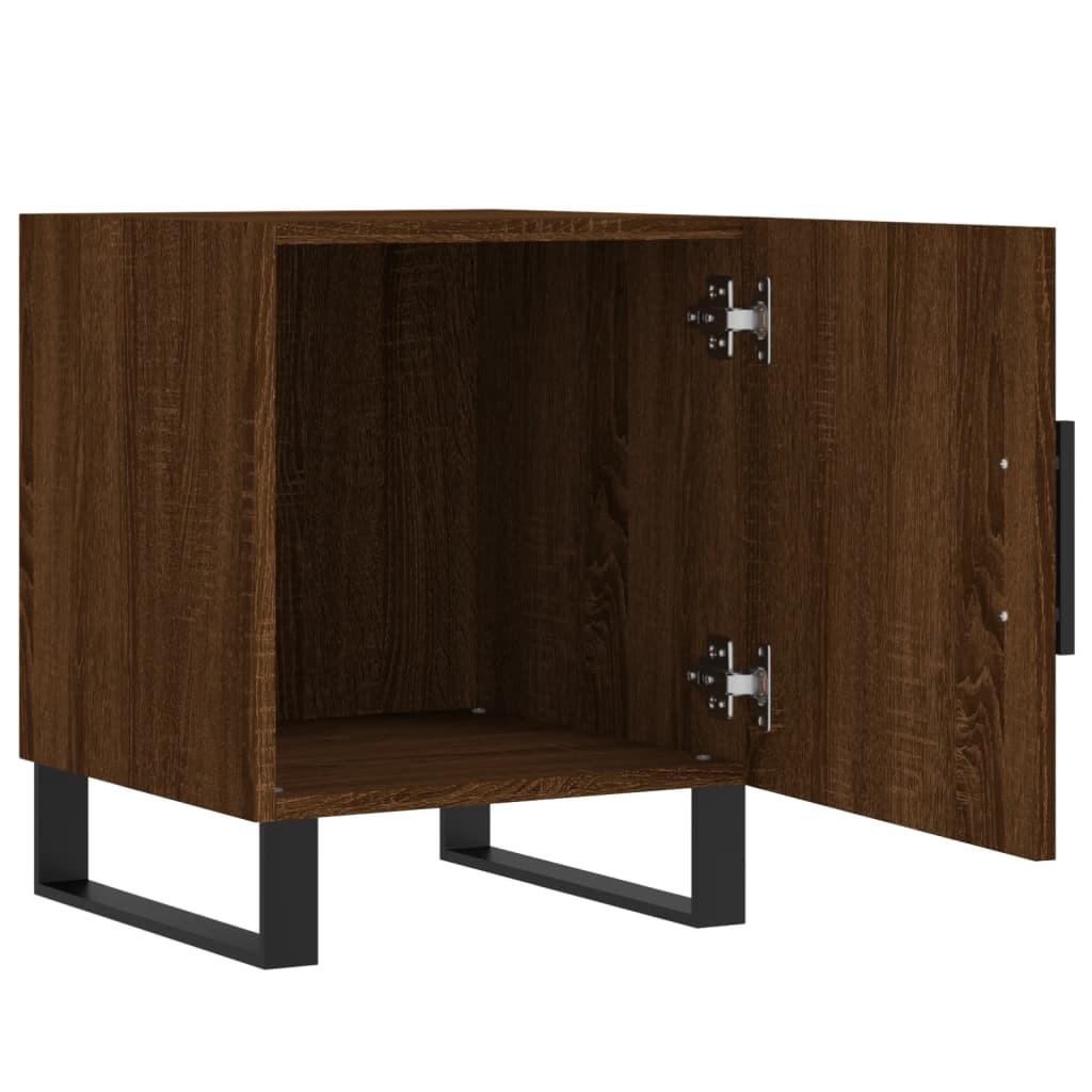 Mesita De Noche Madera De Ingeniería Marrón Roble 40x40x50 Cm_3