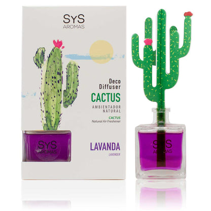 Ambientador Difusor Cactus Lavanda Deco Diffuser SYS Aromas 90 ml | Aroma Floral y Agreste | Relajante_0