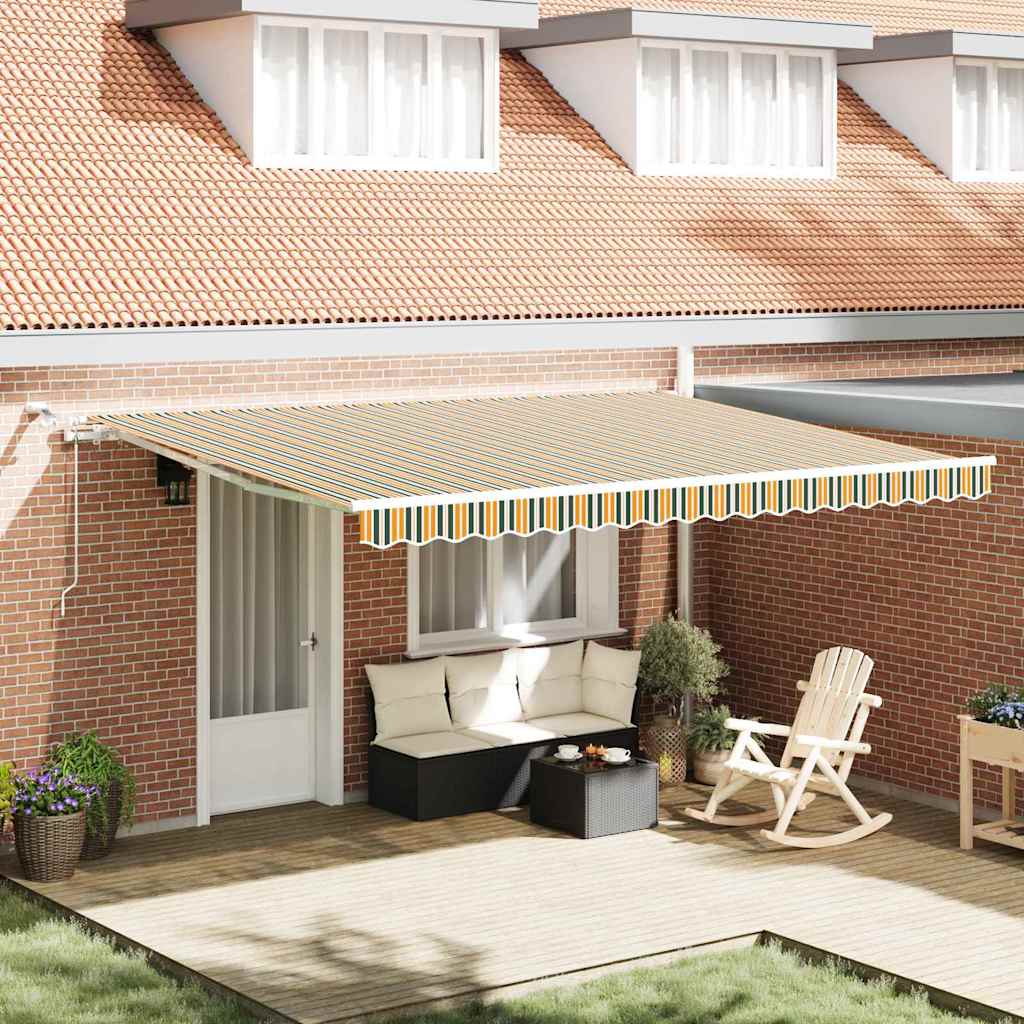 Toldo Retráctil Verde Y Amarillo 450 X 300 Cm Poliéster_1