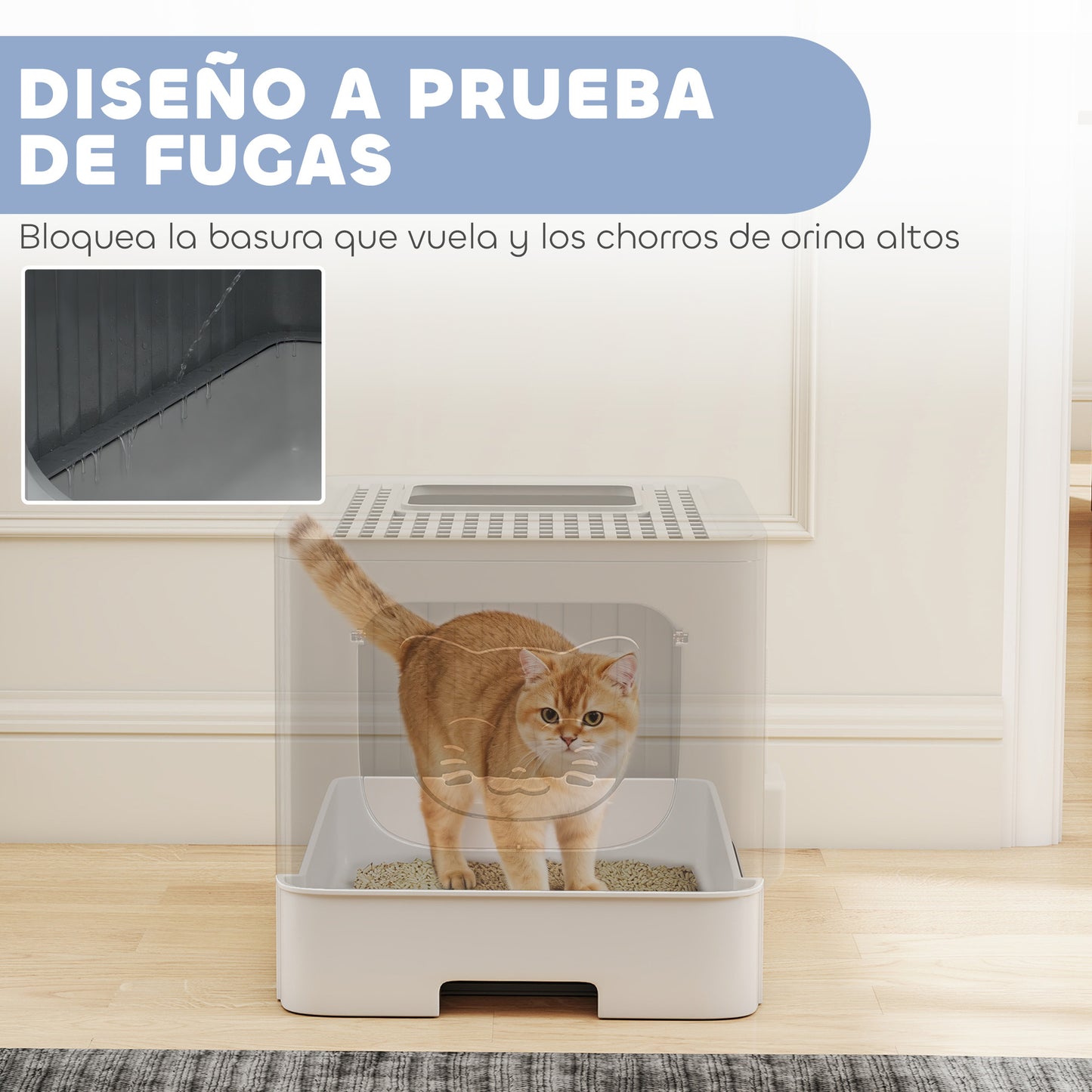 Pawhut Arenero Para Gatos M Con Tapa Enrejada Bandeja Extraíble Gris_5