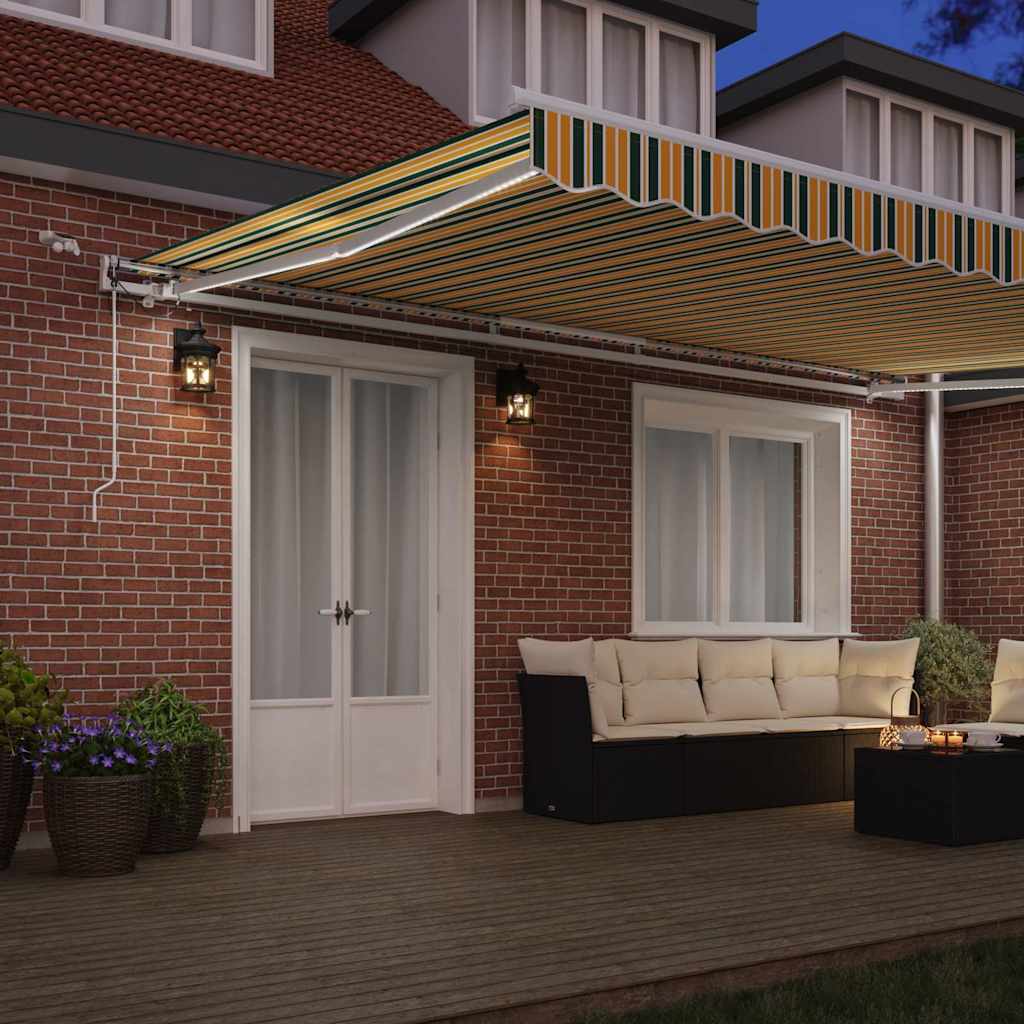 Toldo Retráctil Verde Y Amarillo 500 X 350 Cm Poliéster_2