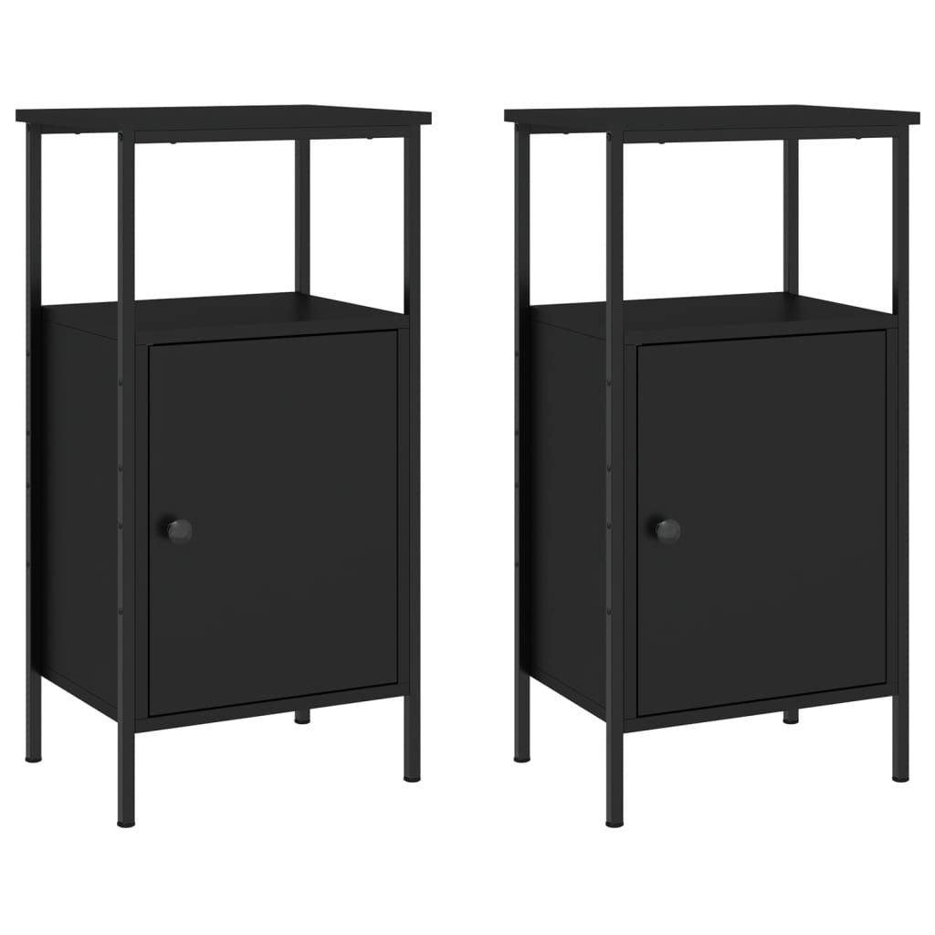 Mesitas De Noche 2 Uds Madera De Ingeniería Negro 41x31x80 Cm_0