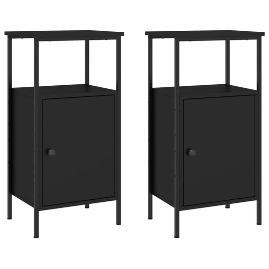 Mesitas De Noche 2 Uds Madera De Ingeniería Negro 41x31x80 Cm_0