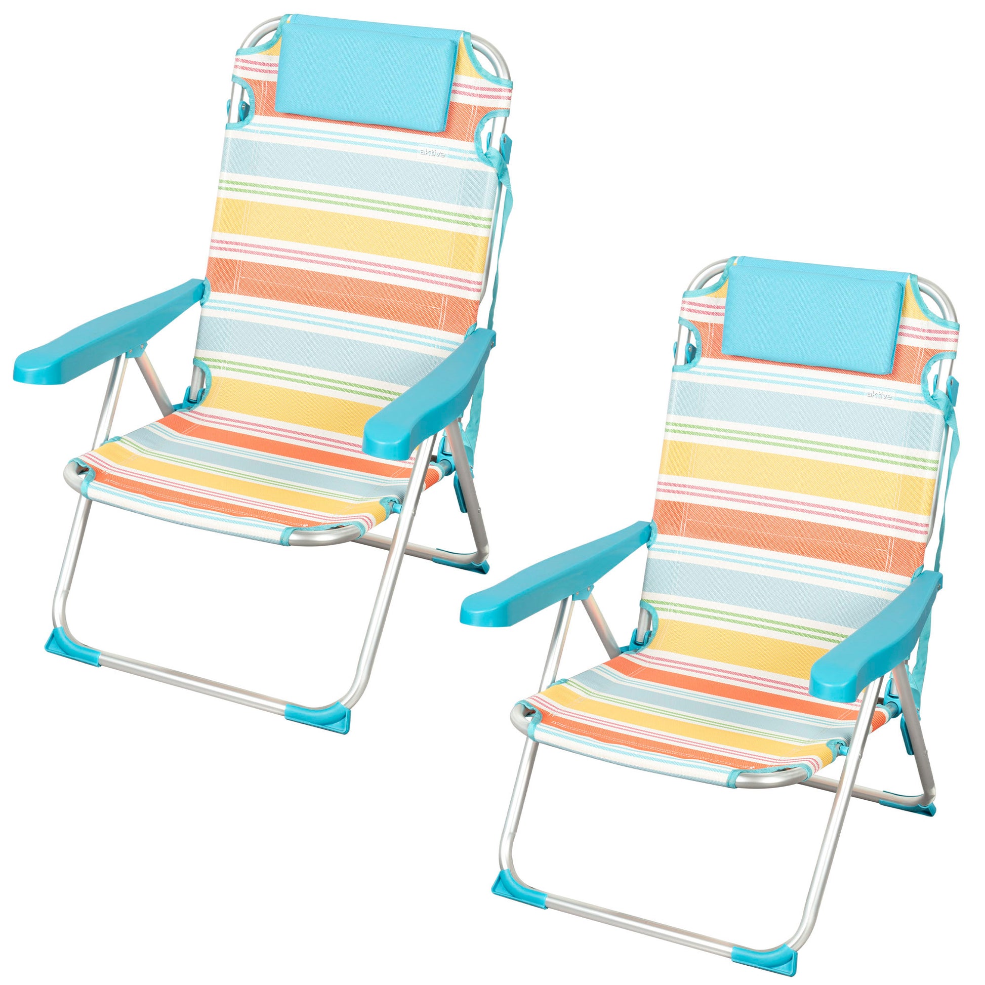 Aktive Pack 2 Sillas De Playa Plegables Aluminio 5 Posiciones C/bolsillo Santorini_0