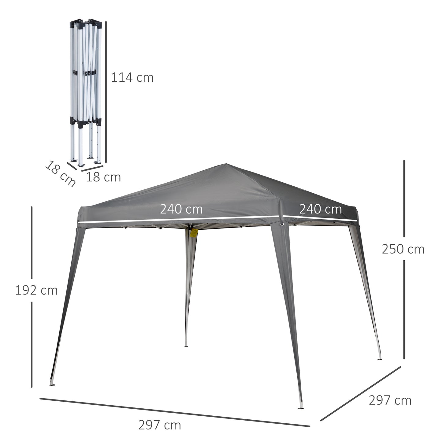 Outsunny Carpa Plegable 2,4x2,4m De Jardín Diseño Pop Up Cenador De Acero Y Tela_2