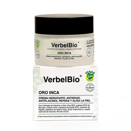 Crema Natural  Oro Inca  VerbelBio– Hidratante, Antiarrugas y Antiflacidez. Ácido Hialurónico. Antiedad y Regeneradora._0