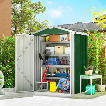 Outsunny Caseta De Jardín Exterior 1,1 M² 133x87x178 Cm Puertas Abatibles Verde_1
