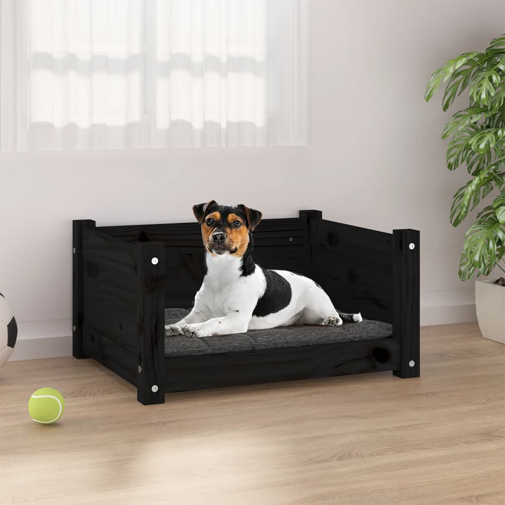 Cama Para Perros Madera Maciza De Pino Negro 55,5x45,5x28 Cm / Vetonek_2