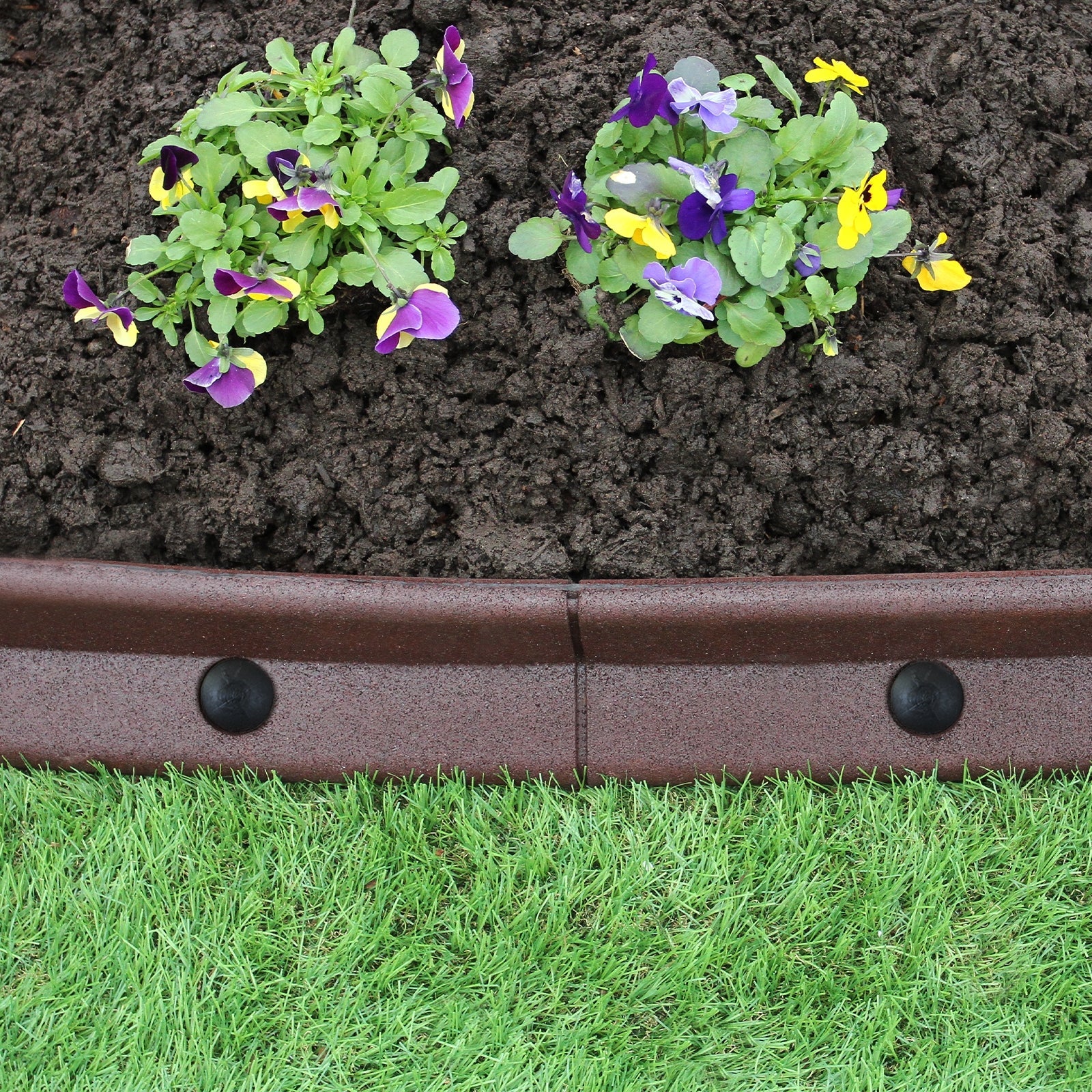 Bordes De Césped Marrón Flexibles Jardín Bordes De Césped Paquete De 4 X 1.2m_4