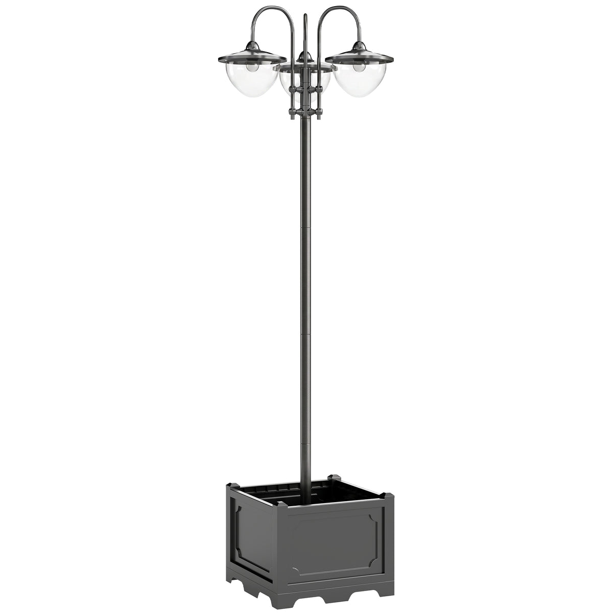 Farol De Jardín Outsunny Pp, Abs, Acero Inoxidable, Aleación De Aluminio Negro 60x55x189 Cm_1
