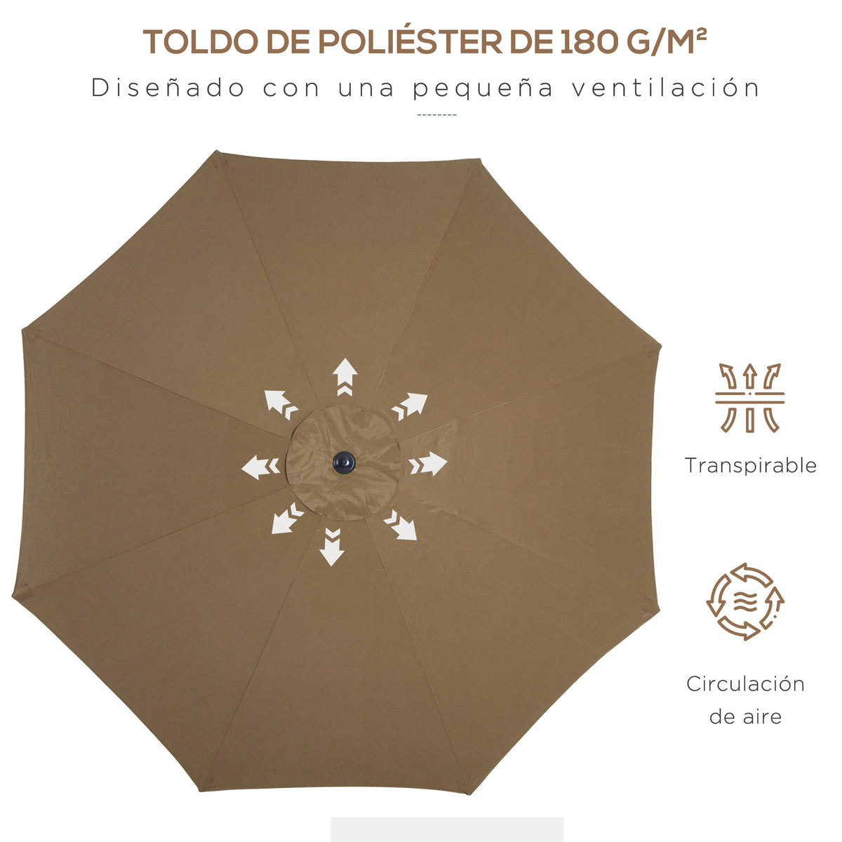 Sombrilla De Jardín Inclinable Con Manivela Outsunny Ø300x240cm Marrón_5