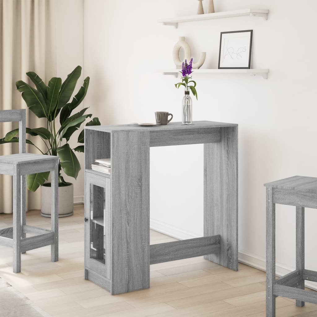 Mesa Alta Bar Con Estantes Gris Sonoma 101x40x103,5 Cm_1