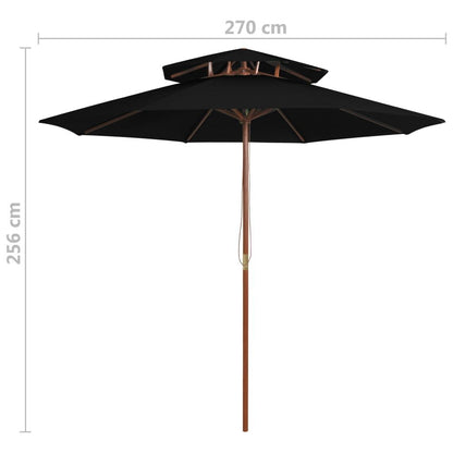 Vidaxl Sombrilla De Dos Niveles Palo De Madera Negra 270 Cm_2