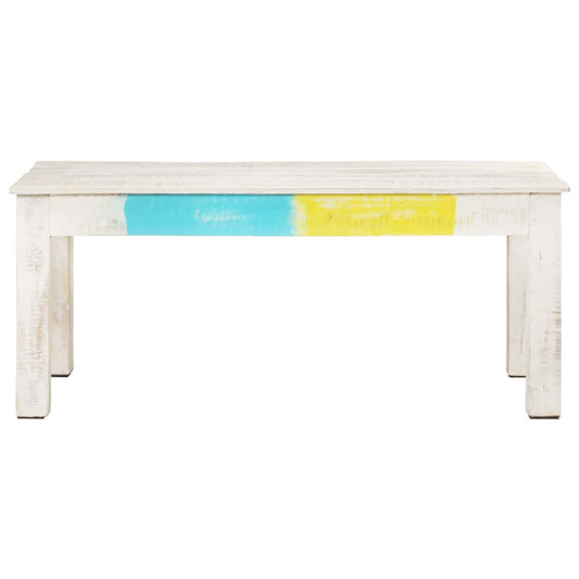 Mesa De Centro De Madera Maciza De Mango Blanca 110x60x45 Cm_0