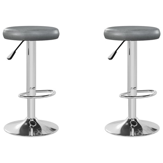 Taburetes De Cocina 2 Unidades Cuero Sintético Gris_0