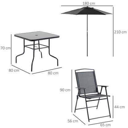 Outsunny Conjunto Muebles Jardín Con 4 Sillas Plegables Mesa Y Sombrilla Negro_2