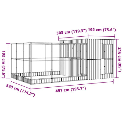 Vidaxl Pajarera Con Extensión Acero Plateado 497x303x216 Cm_2