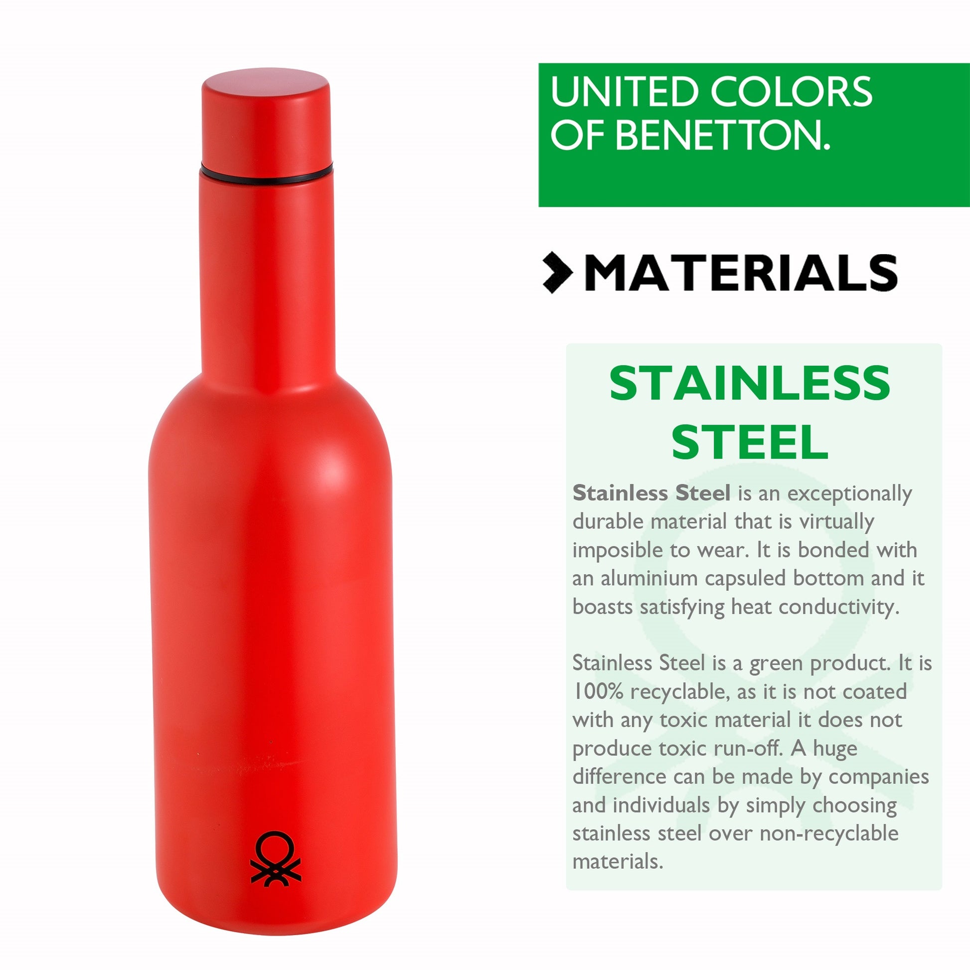 Botella De Agua 550ml Acero Inoxidable Rojo Casa Benetton_2