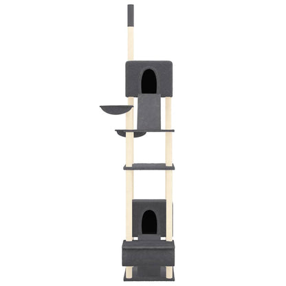 Árbol Rascador Para Gatos Suelo A Techo Gris Oscuro 277-303 Cm_2