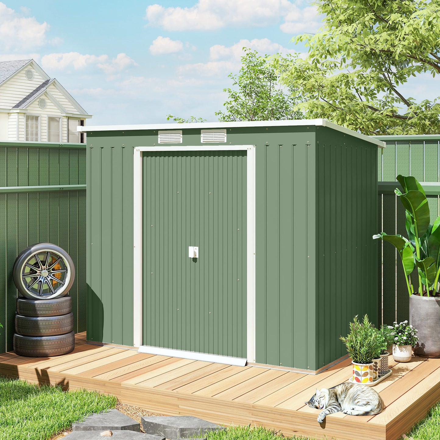 Outsunny Cobertizo De Jardín 213x130x172 Cm Base 2,42m² Con 2 Puertas Correderas_4
