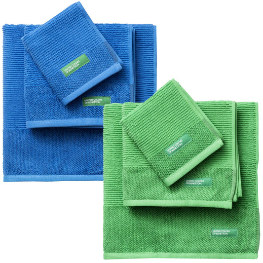 Pack De 2 Set De 3 Toallas De Baño Cada Uno En Color Azul Y Otras En Verde_0