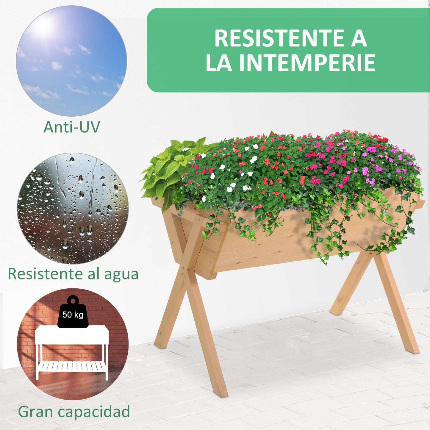 Outsunny Huerto Urbano Mesa Cultivo Para Plantas Hortalizas Con 4 Orificios_5
