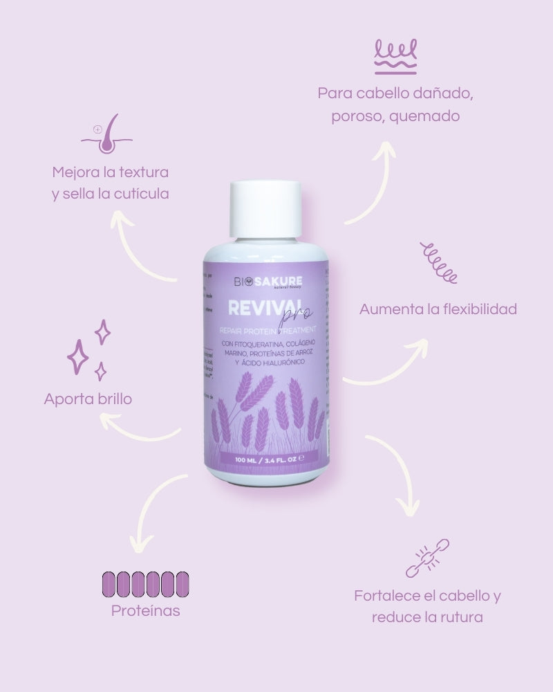 Pelo Dañado Trio - Tratamiento De 3 Pasos Para Recuperar La Fibra Capilar 100 Ml + 85 G + 6 X 15 G Bio Sakure_2