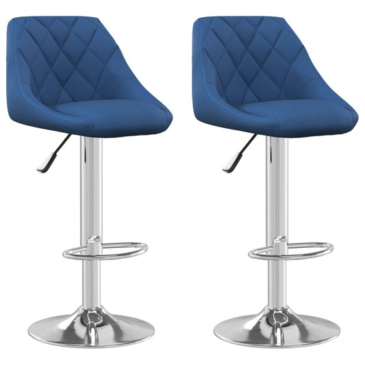 Taburete De Cocina 2 Unidades De Terciopelo Azul_0